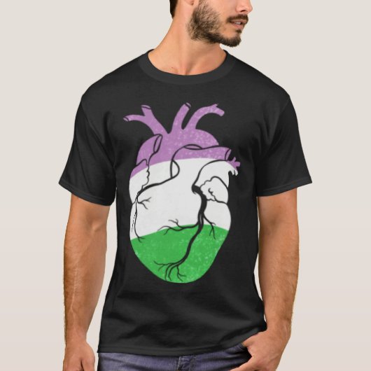 Genderqueer Pride Heart Flag T-Shirt (Vorderseite)