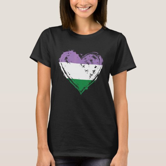Genderqueer Pride Heart Flag T-Shirt (Vorderseite)