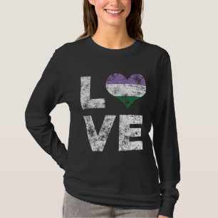 Genderqueer Pride Liebe Retro Herzinsuffizienz T-Shirt