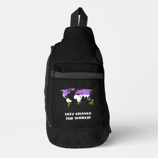 Genderqueer Pride Map of The World Crossbody Bag (Vorderseite)