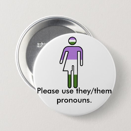 Genderqueer sie/sie Pronomen-Knopf Button (Vorne & Hinten)