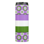 Genderqueer Stolperflagge mit lila Blume Thermosbecher (Rückseite)