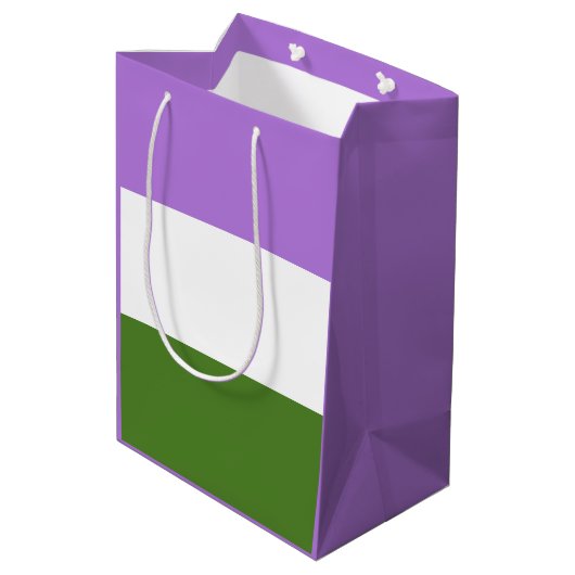 Genderqueer Stolz Flagge Medium Geschenktasche Mittlere Geschenktüte (Rückseite Schrägansicht)