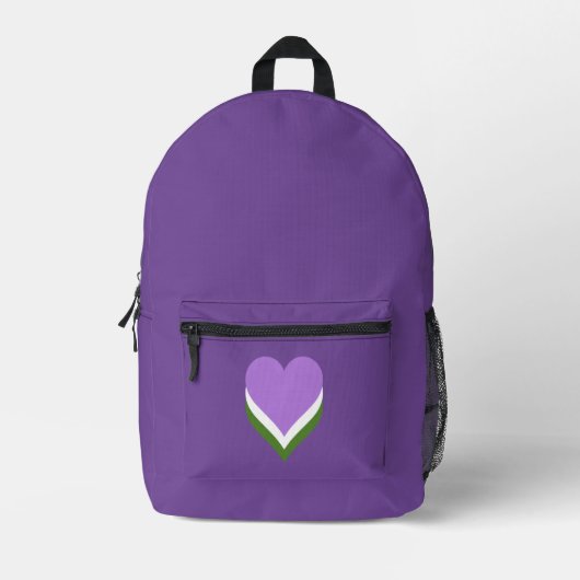Genderqueer Stolz Herzen Bedruckter Rucksack (Vorderseite)