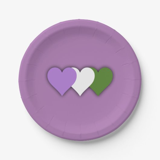 Genderqueer Stolz Herzen Papierplatte Pappteller (Vorderseite)