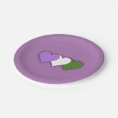 Genderqueer Stolz Herzen Papierplatte Pappteller (Schrägansicht)