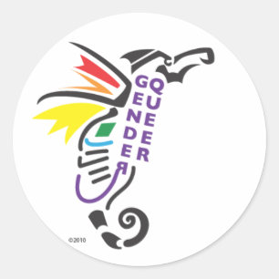 Genderqueer Symbol-Aufkleber (kleiner 1 1/2 Zoll) Runder Aufkleber