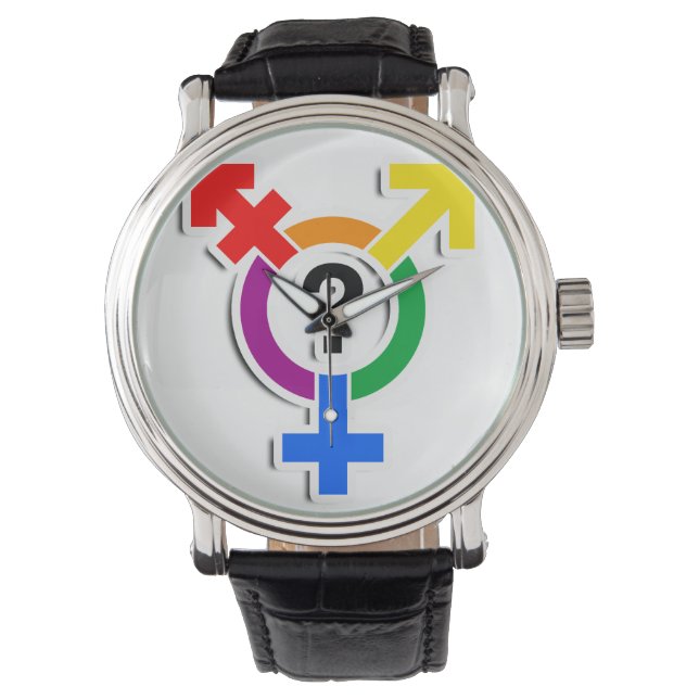 GENDERQUEER SYMBOL RAINBOW 3D -.pnng Armbanduhr (Vorderseite)