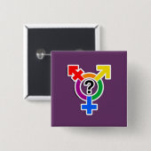 GENDERQUEER SYMBOL-REGENBOGEN 3D BUTTON (Vorne & Hinten)