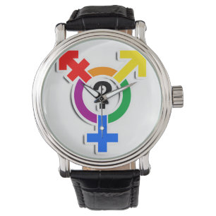GENDERQUEER SYMBOL-REGENBOGEN 3D - .png Armbanduhr