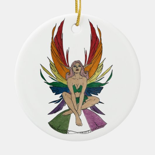 Genderqueere Fee Keramik Ornament (Vorne)