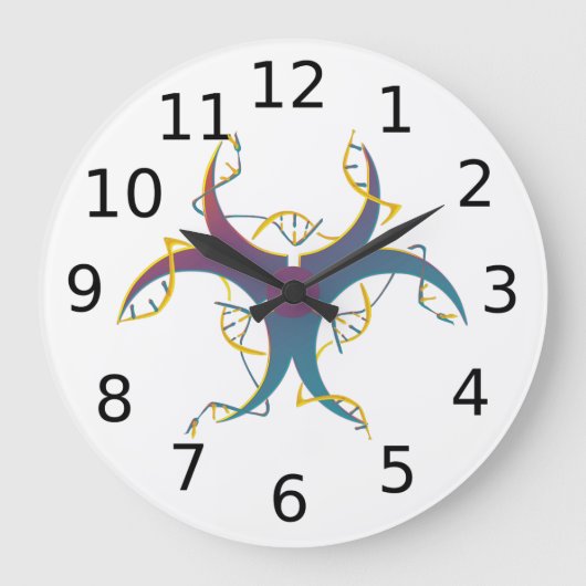 Gene Splicing Bio Hazard Symbol Große Wanduhr (Vorderseite)