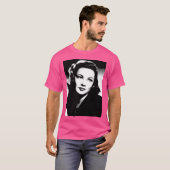 Gene Tierney Linocut in Schwarz-weiß T-Shirt (Vorne ganz)