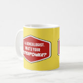 Genealoge Supermacht Custom Yellow Tasse (Vorderseite Links)