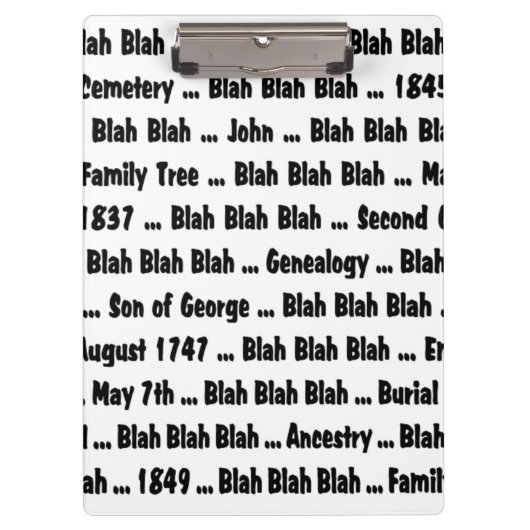Genealogie Blah Blah Blah Blah Klemmbrett (Vorderseite)
