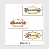 Genealogie, Forschung, Familie, Comic- Pop-Design Aufkleber (Blatt)