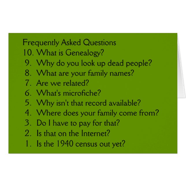 Genealogie - leere Karte (Vorderseite (Horizontal))