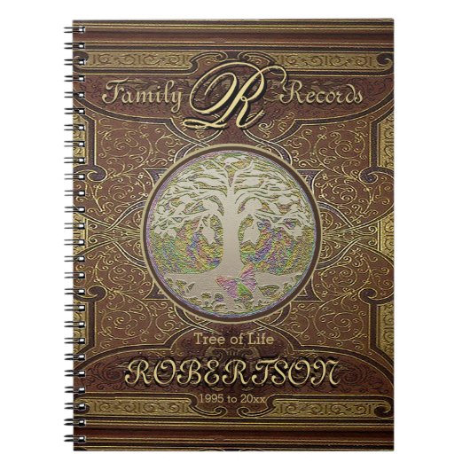 Genealogie-Stammbaum-GoldVintager Blick Notizblock (Vorderseite)