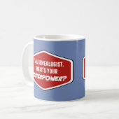 Genealogin Superpower Custom Blue Tasse (Vorderseite Links)