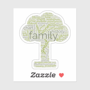 Genealogische Word Tree Custom-Cut Vinyl Sticker G
