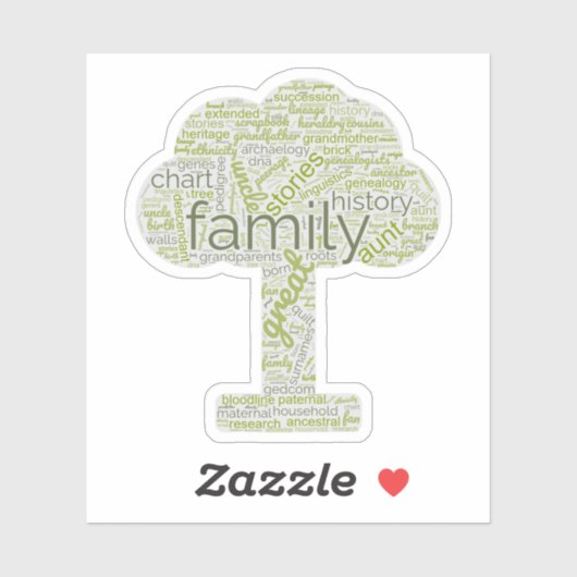 Genealogische Word Tree Custom-Cut Vinyl Sticker G (Blatt)