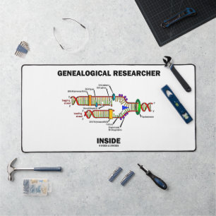 Genealogischer Forscher in der DNA-Replikation Schreibtischunterlage