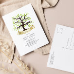 Genealogisches Tree Family Wiedersehen Jährliches  Ankündigungspostkarte<br><div class="desc">Diese niedlich minimalistische,  auf einer Aquarellbaum Save the Date Vorlage für die Wiedersehen-Familie lässt sich leicht anpassen und kann in diesem Jahr Ihre jährlichen Ansammlung-Details hinzufügen. Sie können auf den Button "Personalisieren" klicken,  um Ihr Wiedersehen-Ereignis hinzuzufügen.</div>