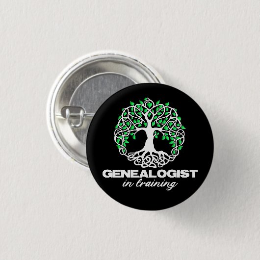 Genealogist in der Ausbildung Funny Genealogie Tre Button (Vorne & Hinten)