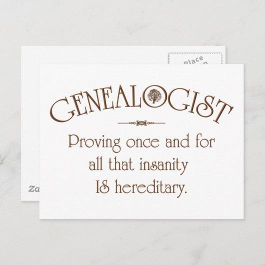 GENEALOGIST. POSTKARTE (Vorne/Hinten)