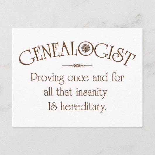 GENEALOGIST. POSTKARTE (Vorderseite)