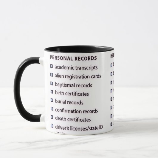 Genealogy Records Mug Tasse (Links)