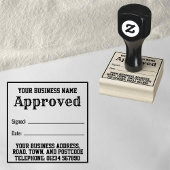 Genehmigt mit Name, Anschrift. Empfang Gummistempel