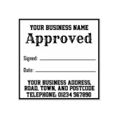 Genehmigt mit Name, Anschrift. Empfang Gummistempel (Prägung)