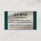 Genehmigte Auftragnehmer-Baugewerbe-Werkzeuge Visitenkarte (Rückseite)