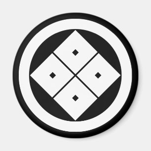 Geneigte vier Quadrat-Augen im Kreis Magnet