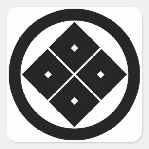 Geneigte vier Quadrat-Augen im Kreis Quadratischer Aufkleber