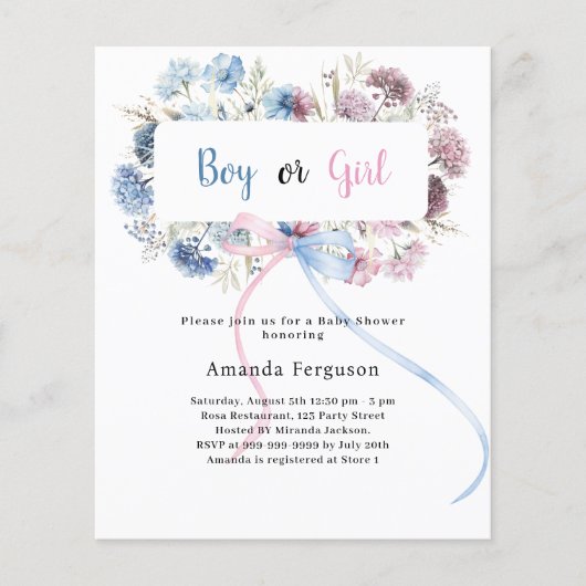 Gener enthüllt Party blauen rosa Blüten Bogen Jung (Vorderseite)