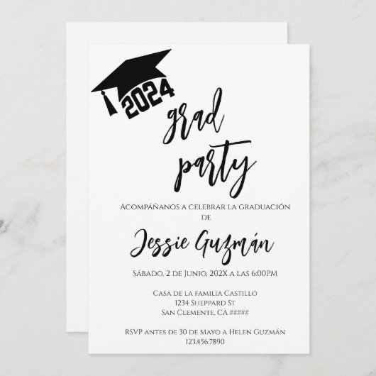Generación 2024 invitación de graduación einladung (Vorne/Hinten)