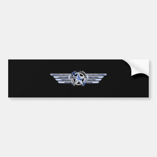 General Air Pilot Chrome like Star Wings Black Autoaufkleber