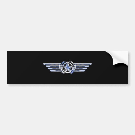 General Air Pilot Chrome like Star Wings Black Autoaufkleber (Vorne)