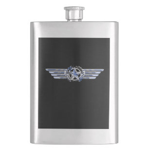 General Air Pilot Chrome like Star Wings Black Flachmann