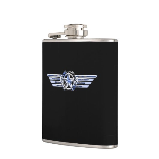 General Air Pilot Chrome like Star Wings Black Flachmann (Links)