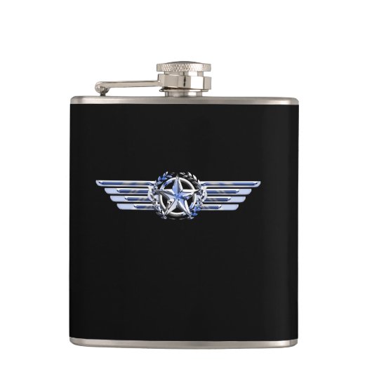 General Air Pilot Chrome like Star Wings Black Flachmann (Vorderseite)