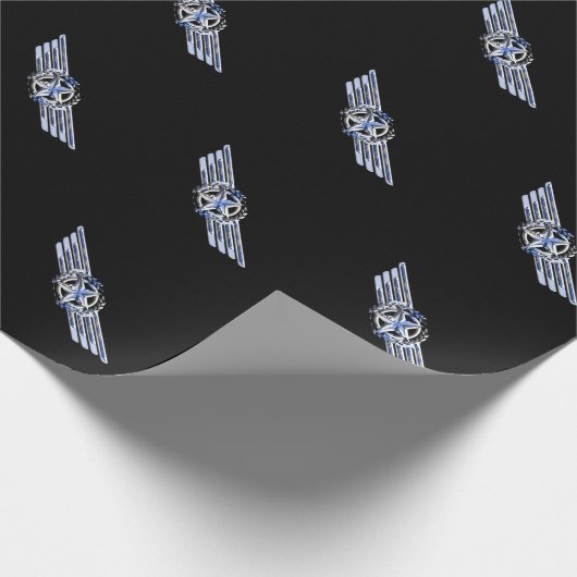 General Air Pilot Chrome like Star Wings Black Geschenkpapier (Ecke)