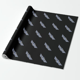 General Air Pilot Chrome like Star Wings Black Geschenkpapier