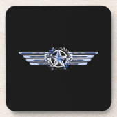 General Air Pilot Chrome like Star Wings Black Getränkeuntersetzer (Vorderseite)