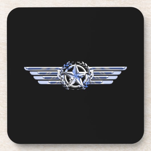 General Air Pilot Chrome like Star Wings Black Getränkeuntersetzer (Vorderseite)