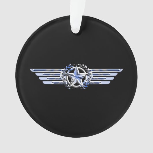 General Air Pilot Chrome like Star Wings Black Ornament (Vorderseite)