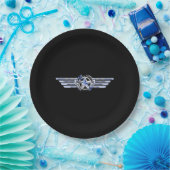General Air Pilot Chrome like Star Wings Black Pappteller (Party)