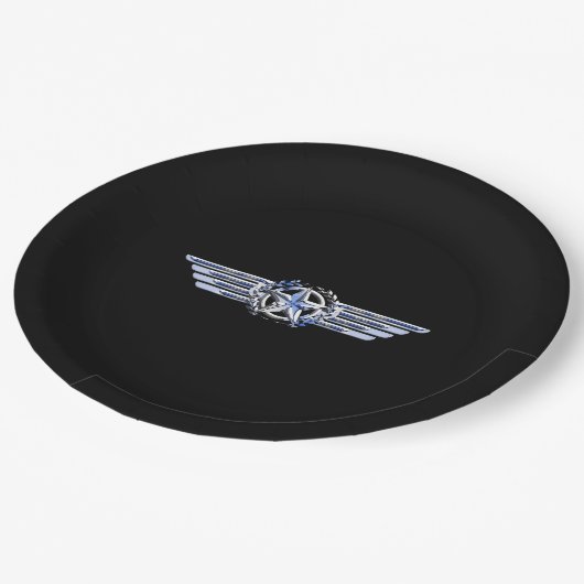 General Air Pilot Chrome like Star Wings Black Pappteller (Schrägansicht)